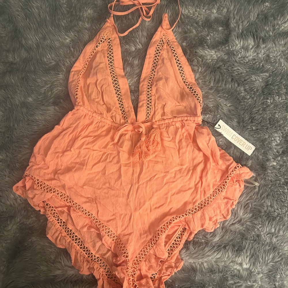 Forever 21 Peach Romper/Cover Up NWT